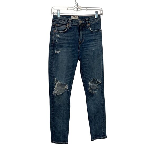 AGOLDE Sophie  Blue Premium Distressed Skinny Ankle Jeans Women's  Size 26 - Picture 2 of 11
